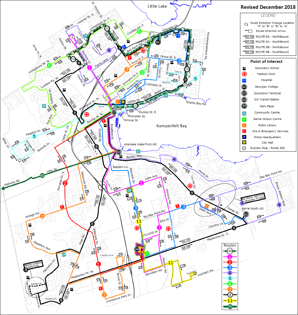 Barrie Transit map